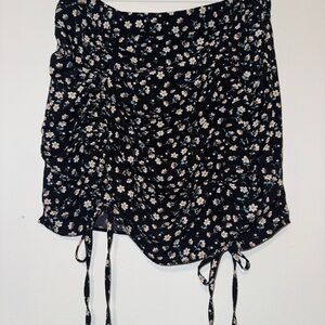 Black Floral Mini Skirt